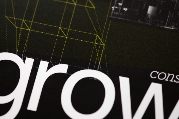 Construction company book design - overprint up close